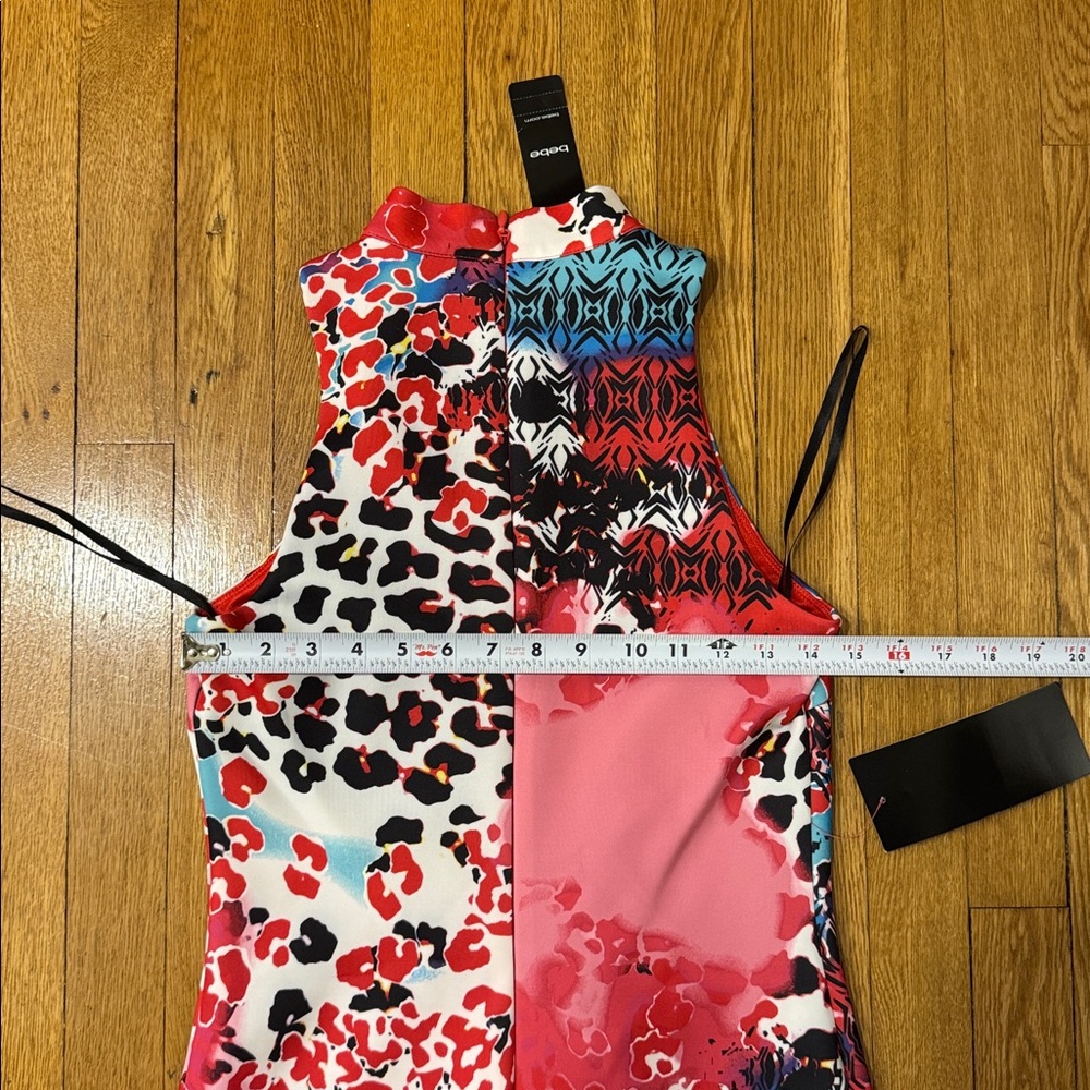 bebe - NWT Red and Blue, Multicolored, Patterned Mini Dress - Picture 7 of 7
